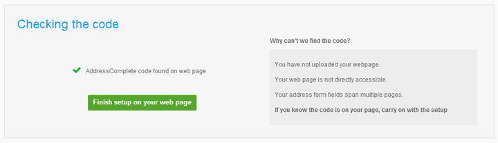 AddressComplete Code checking